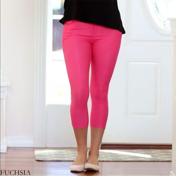 NWOT Fuchsia Capri Stretch Jeggings Size L - Picture 1 of 9